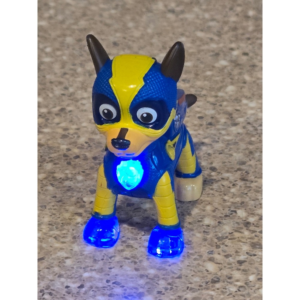 PAW Patrol Mighty Pups Super Paws Chase Light Up Action Figure TESTED/WORKS